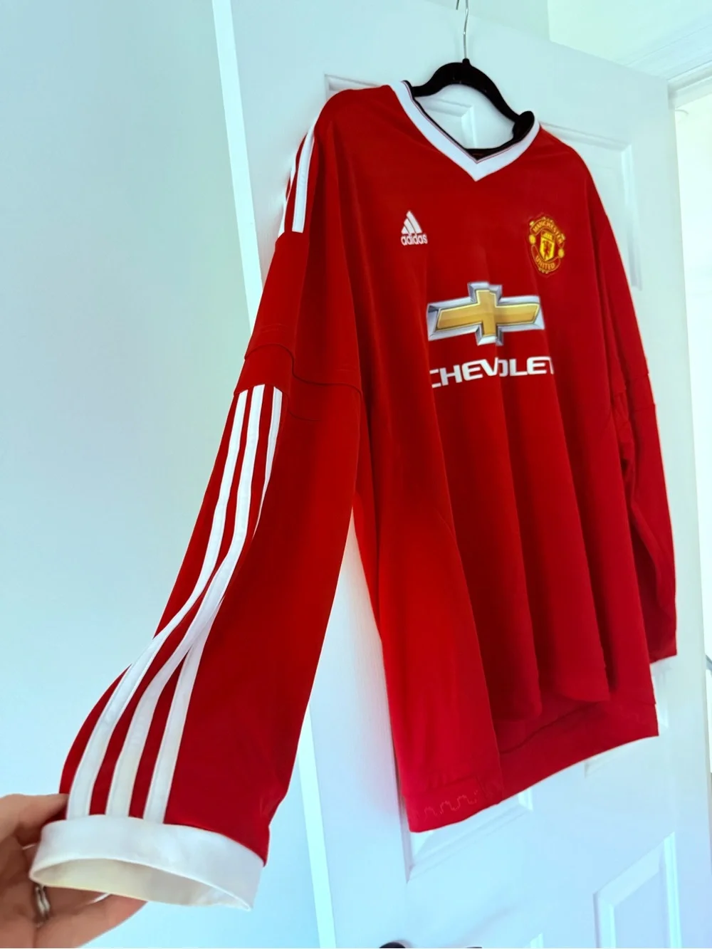 Adidas Manchester United red long sleeve jersey short size 2XL